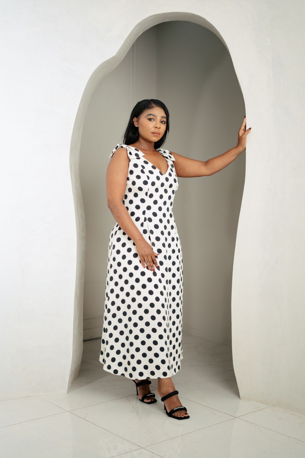 Classic Polka Dot Tie-Strap Dress