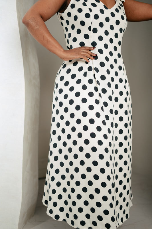 Classic Polka Dot Tie-Strap Dress