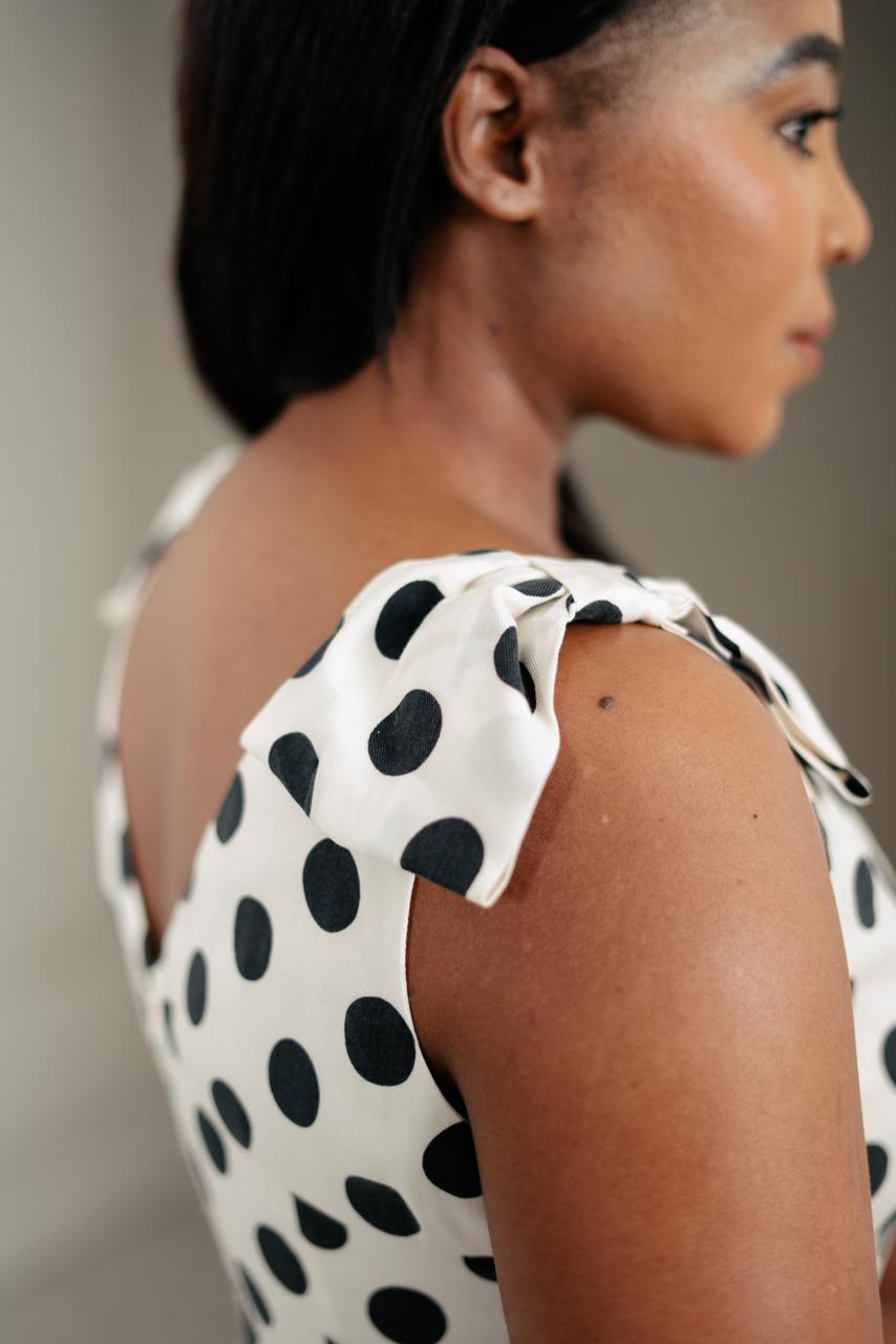 Classic Polka Dot Tie-Strap Dress